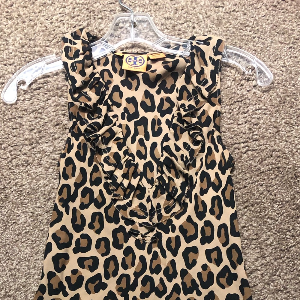 Tory Burch leopard print sleeveless blouse